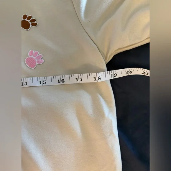 NWOT-Cream Sweatshirt with Colorful 
Embroidered mini Paw Prints - Picture 4 of 9